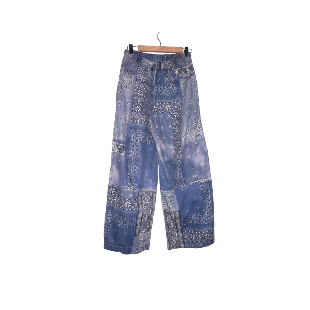 BDG Urban Outfitters Blue Bandana Patchwork Wide Leg Pants Y2K Boho Skater M - Picture 5 of 7